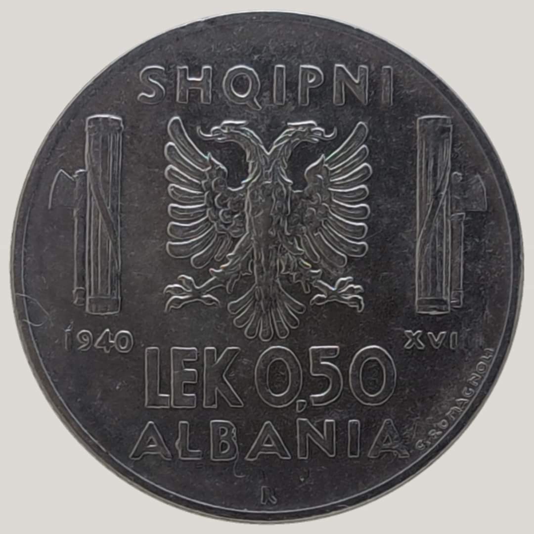 0.50-Lek---1940-R-XVIII---Albania-/-Die-Chip